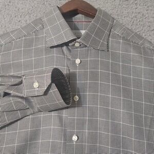 Eton Contemporary Mens Dress Shirt‎ Gray Checkered Houndstooth Size 16.5x42